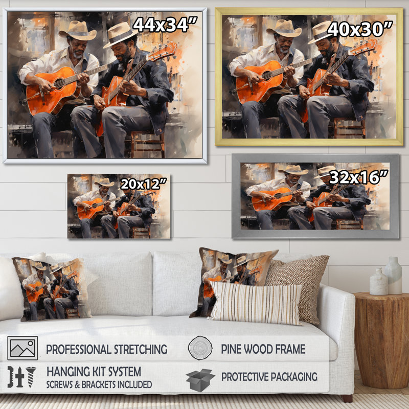 Orange noir, musique harmonieuse Duo I - musique, art mural, H 12 po x l 20 po x P 1 po, Cadre doré simple