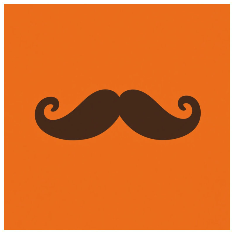 Moustache noire sur rideaux de douche orange très longs, L 70 po x H 72 po