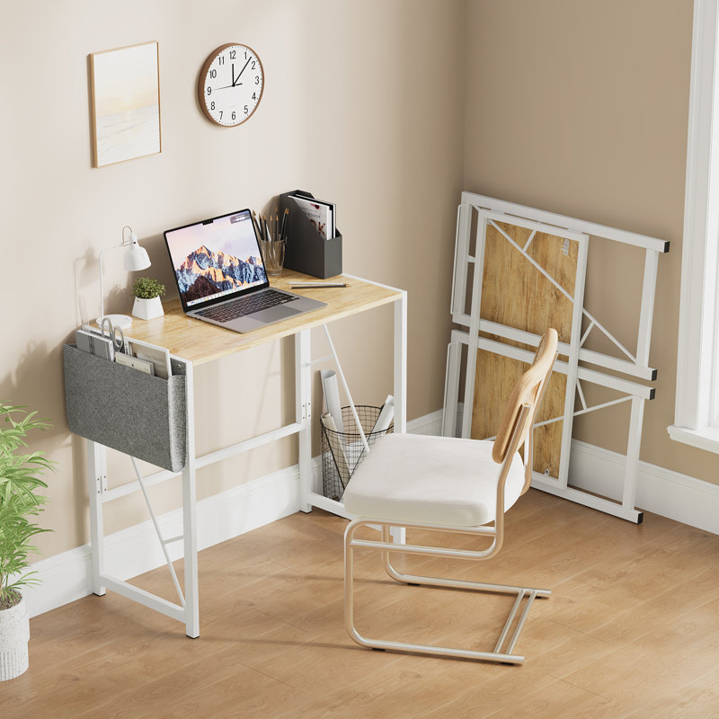 Folding Table, Natural/White