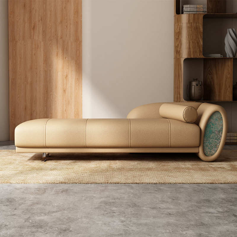 Chaise longue créative, confortable et décontractée, Orienté à droite, Jaune beurre