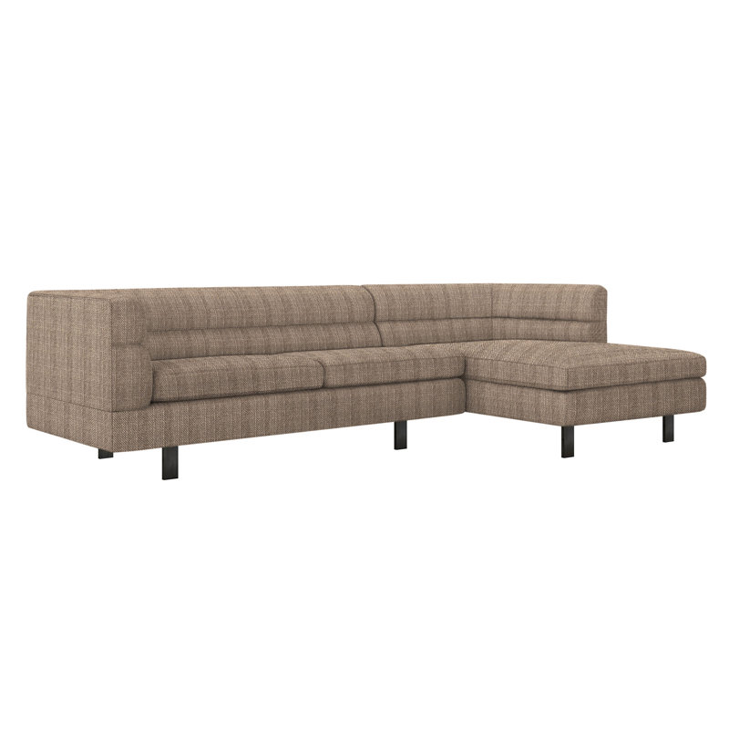 Ornette Chaise Sectional, Right Hand Facing, Black, Cameo 100% Polyester