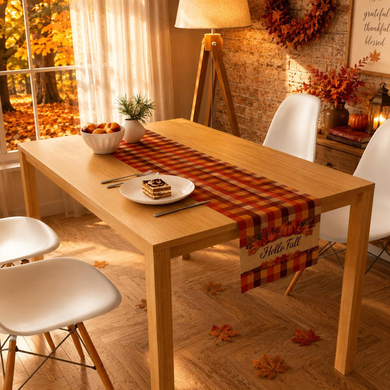 Chemin d'automne - Chemin de table Hello Fall Décoration de table d'automne de l'Action de grâce pour la salle à manger de la cuisine | Accessoires de fête de l'Action de grâce, accessoires de fête