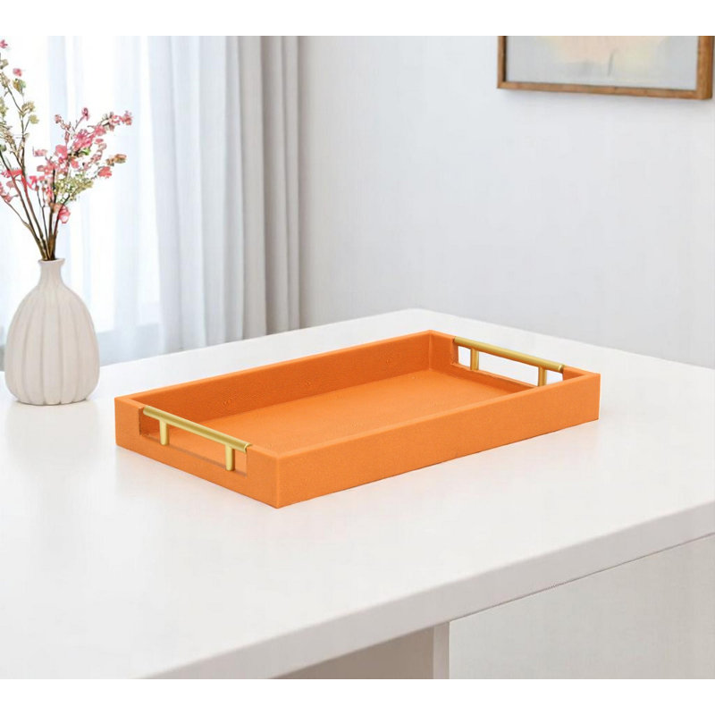 Plateau de service 16 po orange et doré
