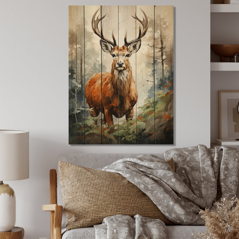 Deer Wonderers IV - Art mural en bois de cerf, H 32 po x l 24 po x P 0,78 po