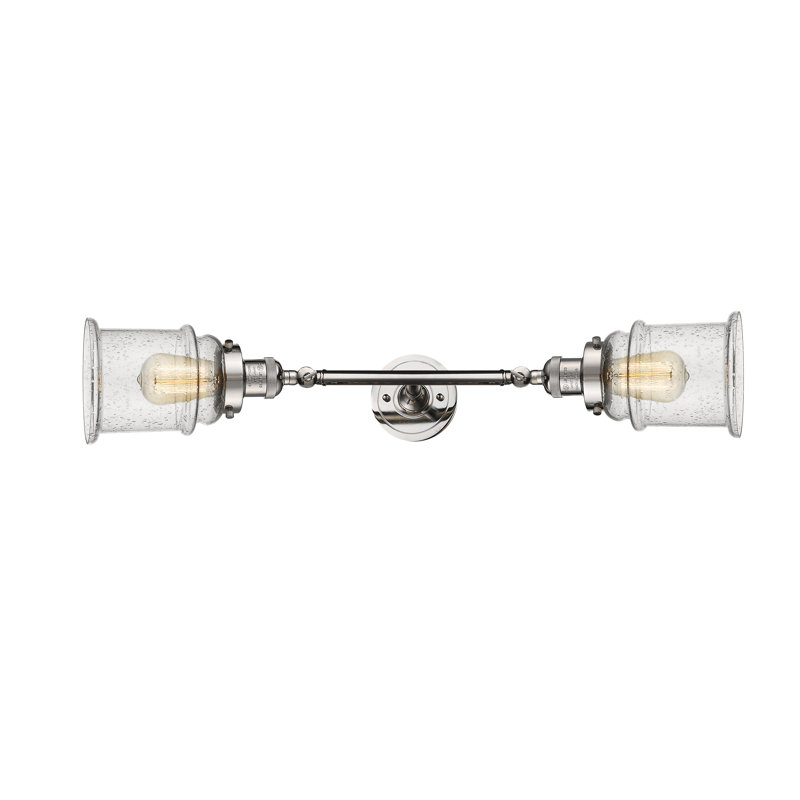 Galaviz 2 - Light Dimmable Vanity Light, Polished Nickel, Seedy, 6 Watt Vinage LED Bulb
