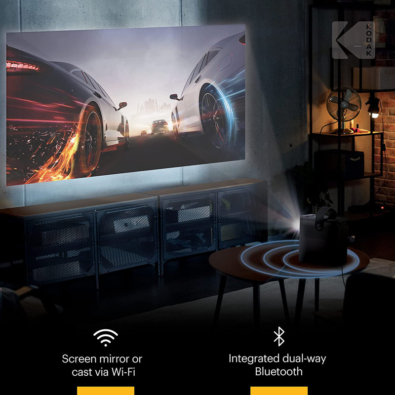 Kodak Home Theatre Projector 200 Lumens Portable Projector with Remote Included, White