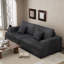 Canapé à jupe en chenille 94,4 po avec accoudoirs, grand canapé 2 places avec housse, coussins moelleux et 2 coussins, gris foncé-239585120