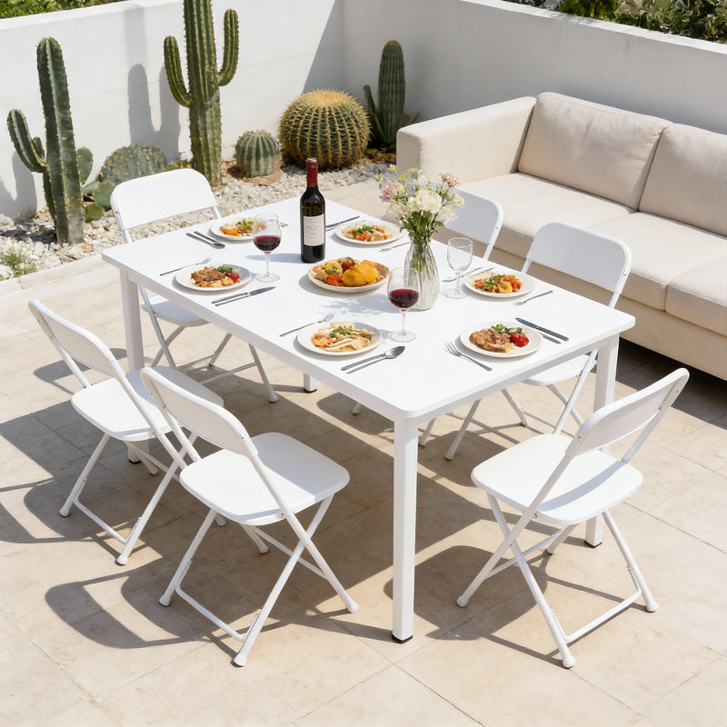 Plastic Stackable Folding Chairs, Patio Garden Wedding Party Event Dining Chairs for Indoor Outdoor, White