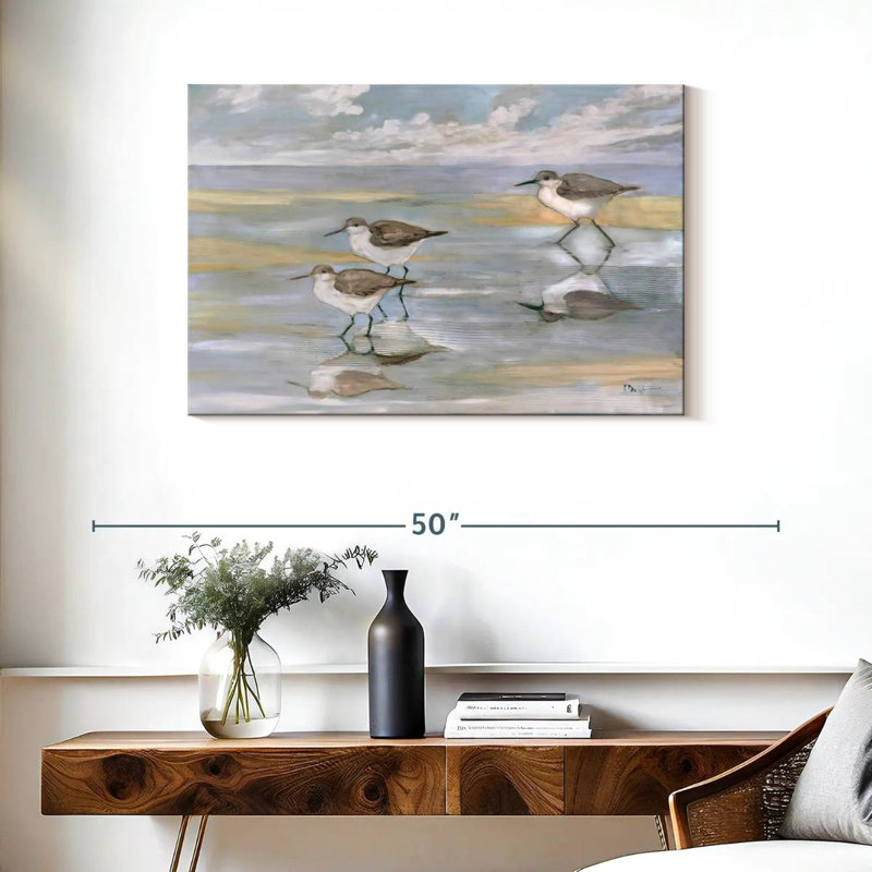 Sunlight Reflections Three Sandpipers, 24" H x 36" W