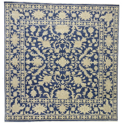 Tapis oriental transitionnel bleu 10-10 Mute Taille exacte: 9 pi 9 po x 10 pi