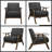 Retro Modern Fabric Accent Chair - Solid Wood Upholstered Seat & Back-1900450565-1900450562