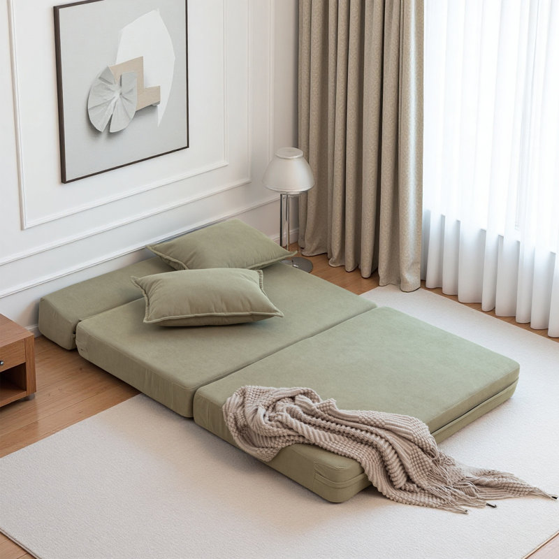 Canapé-lit pliable avec canapé-lit et coussin de sol avec dossier pour le salon / le dortoir / la chambre d'amis / le bureau personnel, lit simple