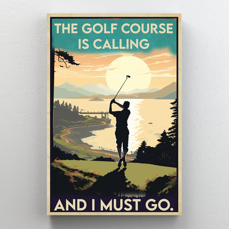 Impression sur toile, "The golf course is calling" - 1 pièce, H 36 po x l 24 po x P 1,25 po