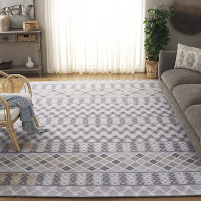 Tapis gris / ivoire en coton touffeté à la main Xendaya