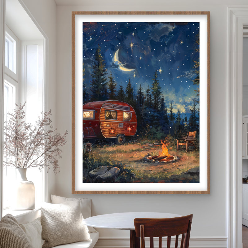 Campfire - Beige Framed Matted Print for Home Decor