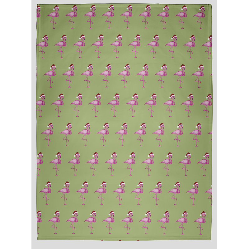 Snow Bird Pattern Christmas Throw Blanket, Green, 50" W x 60" L
