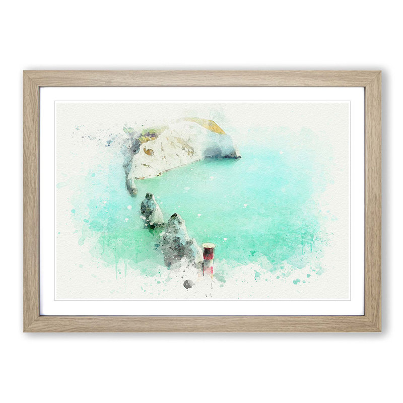 The Needles Isle of Wight in Abstract - Picture Frame Graphic Art Print, Oak Framed, 27cm H x 36cm W x 2cm D