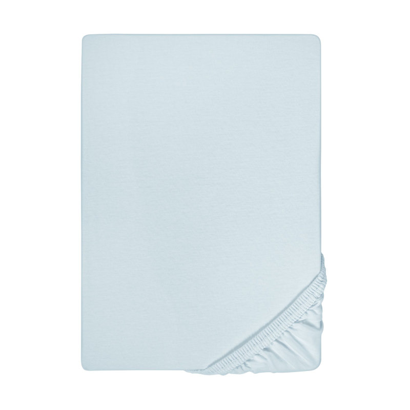 Cotton Blend Jersey Knit Fitted Sheet, 100 x 200 cm, Light Blue