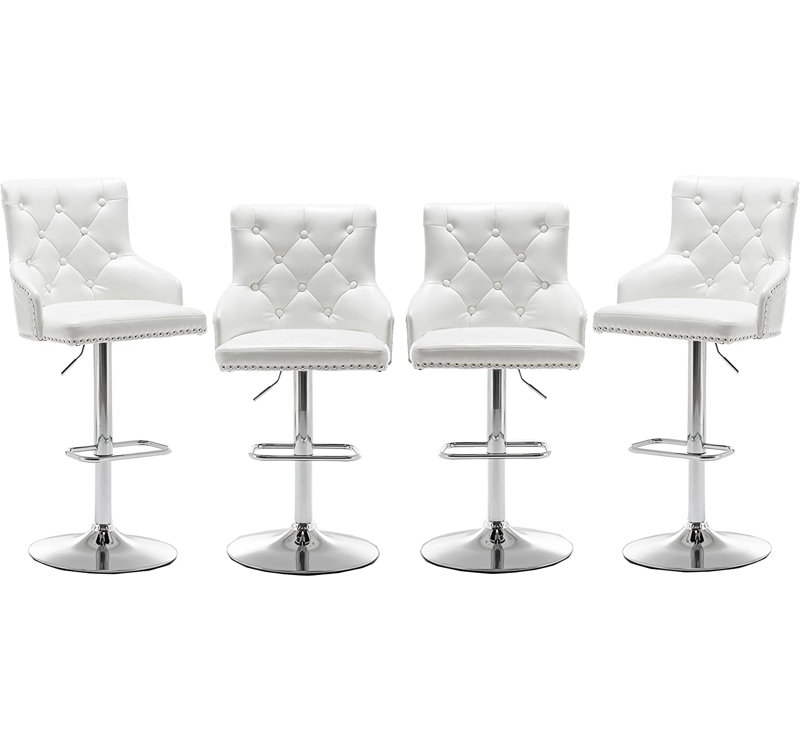 Tabouret de bar pivotant à hauteur réglable, Chrome, 4 Pieces