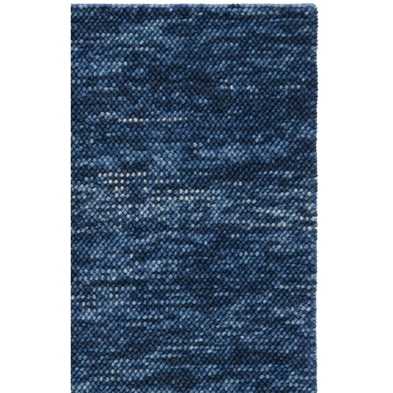 Heiser 425 Handwoven Wool/Cotton/Polyester No Pattern Indoor Use Only Rug in Navy/Blue, Rectangle 3' x 5'