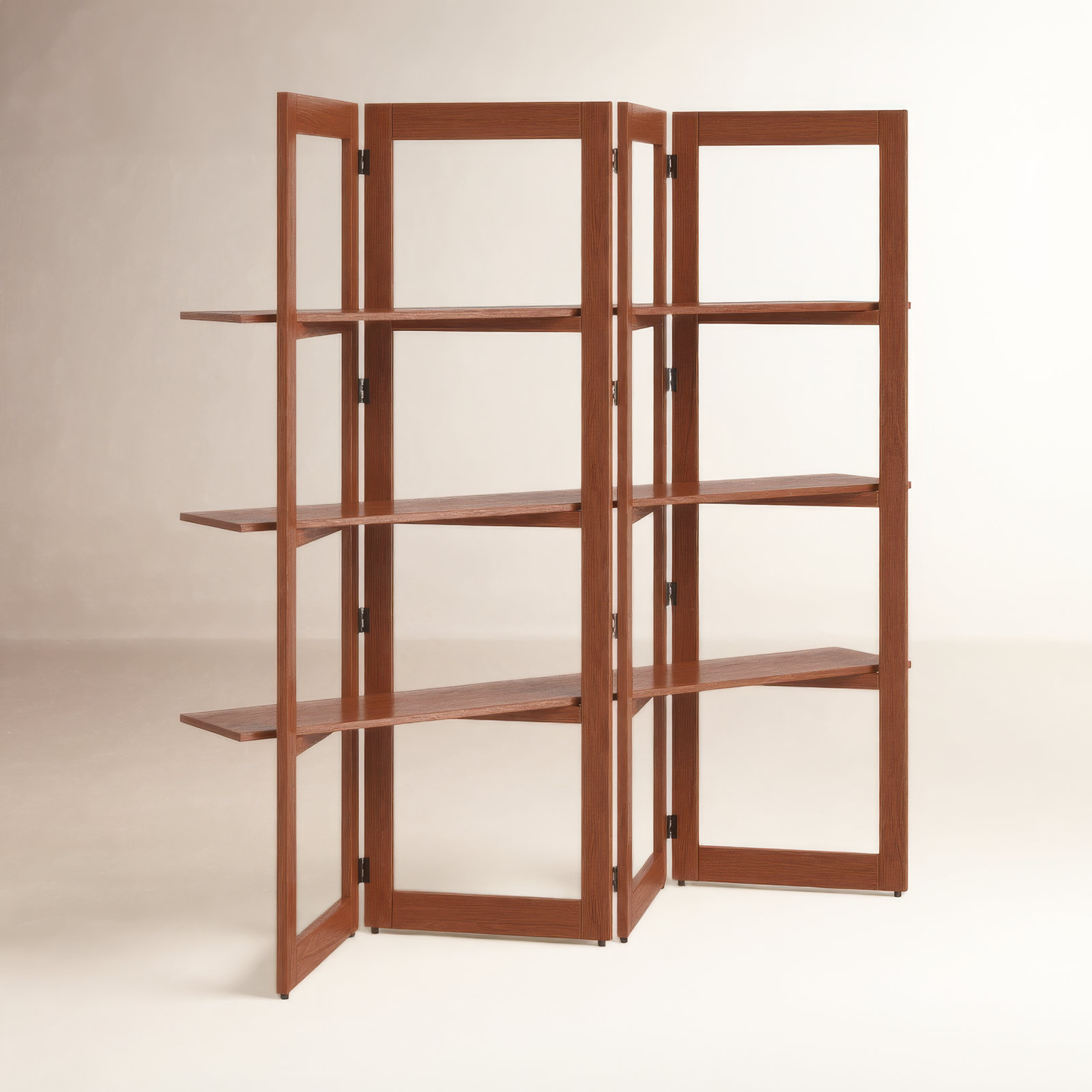 Wide Geometric Bookcase, Light Brown