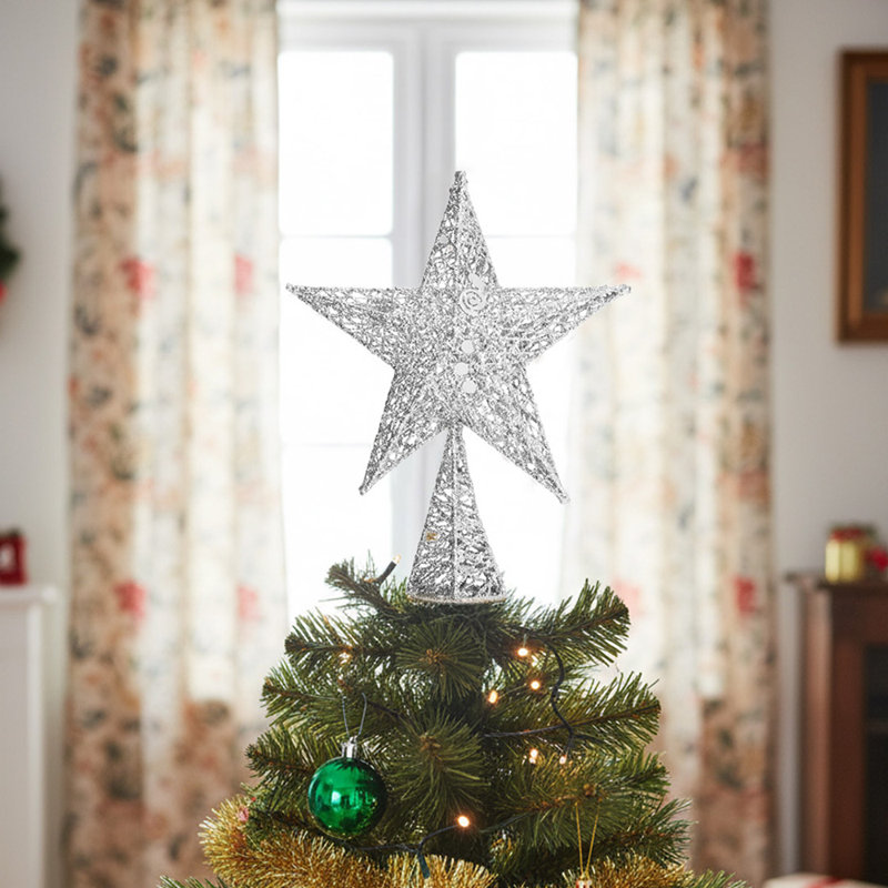 Metal Other Tree Topper, Silver, 40cm H x 30cm W x 30cm D