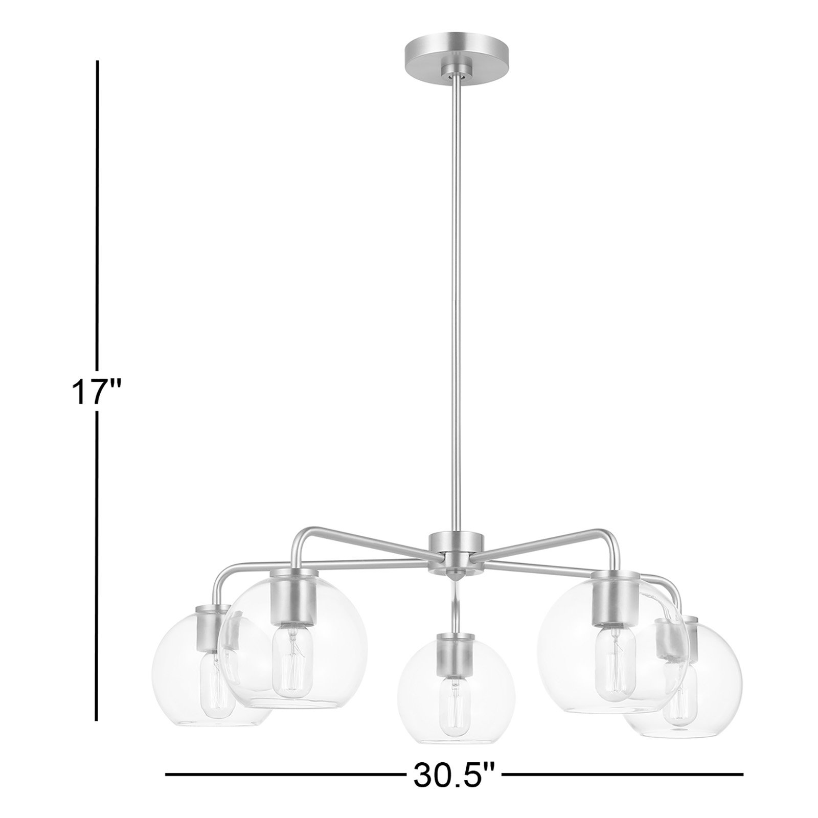 Childerley 5 - Light Sputnik Linear Chandelier, Satin Brass