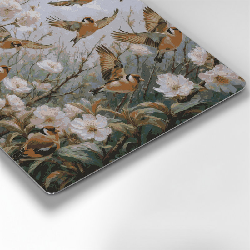 Art mural oiseaux, chardonneret gris, H 32 po x l 32 po