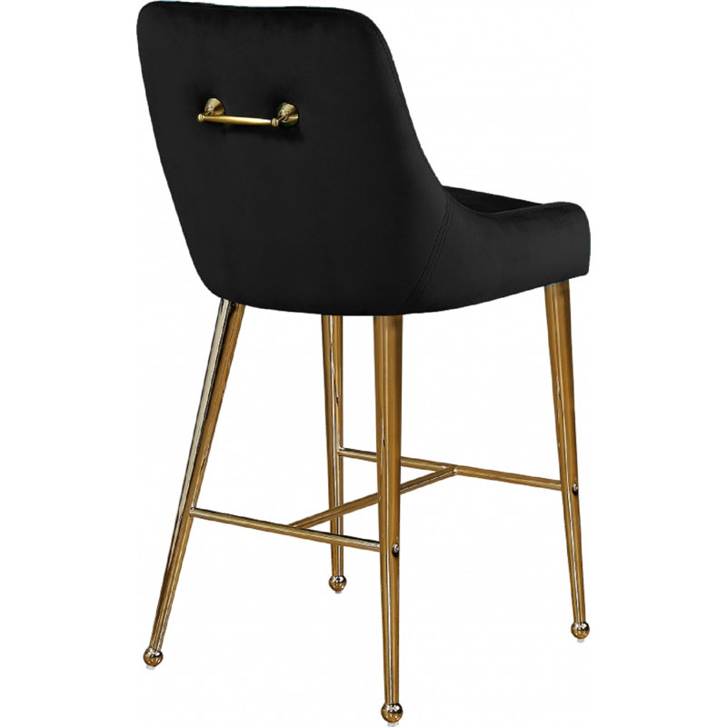 Tabouret de comptoir 28 po Owen, Velours noir vivant, 25''