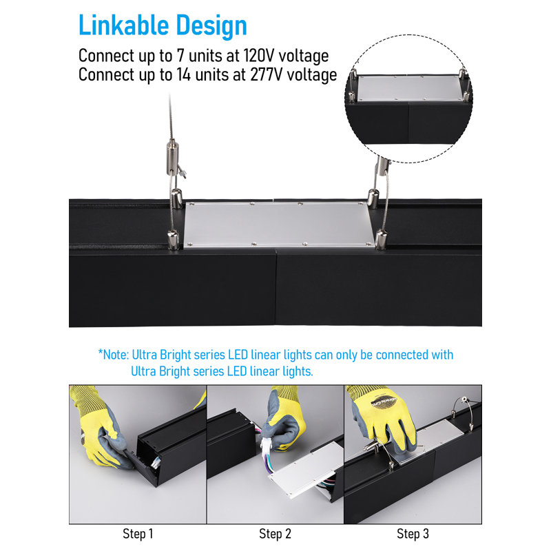 4FT 3CCT Linkable LED Linear Light Fixture, 50W 6500LM Ultra Bright Downlight for High Ceiling
