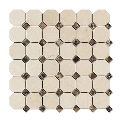 Marble Octagon and Dot Mosaic Wall & Floor Tile