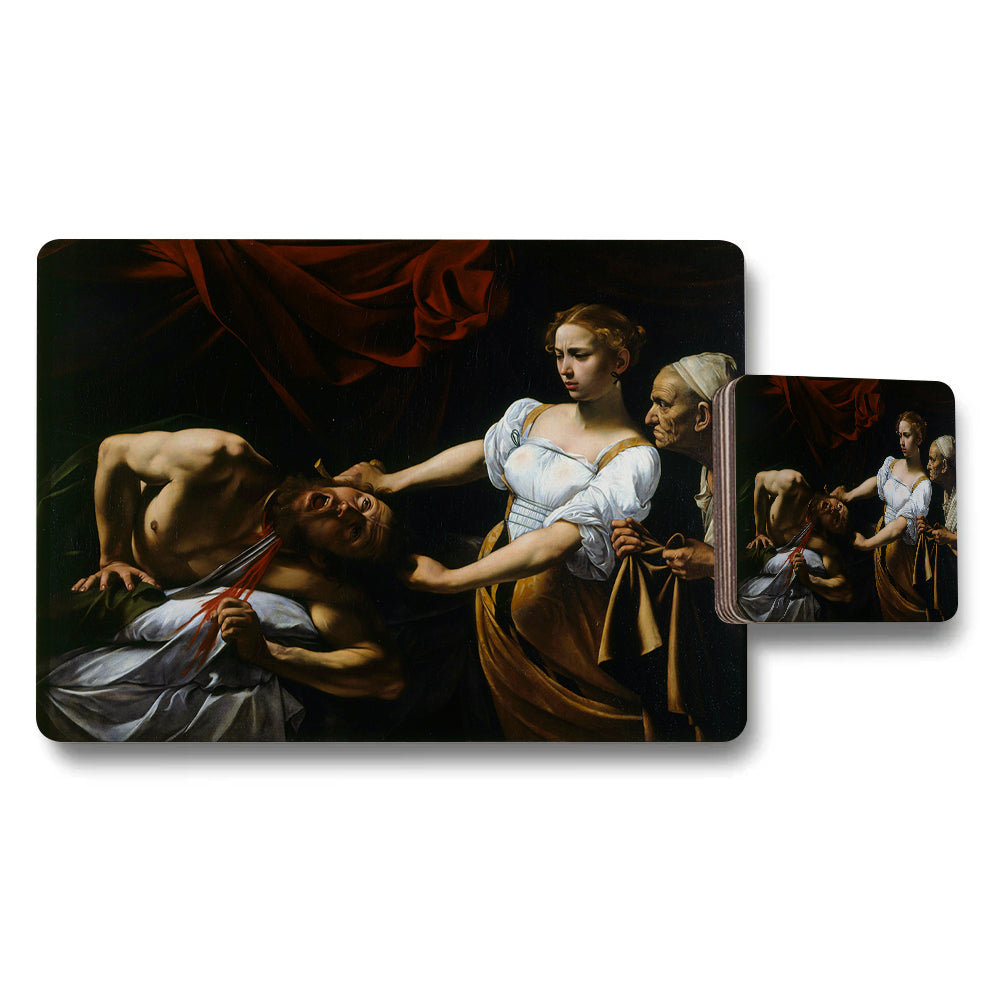 Placemat and Coaster Set Featuring Classical Painting Artwork