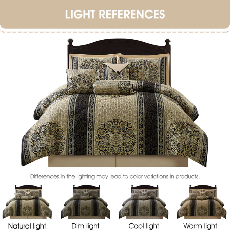 California King Black and Gold Microfiber Comforter Set