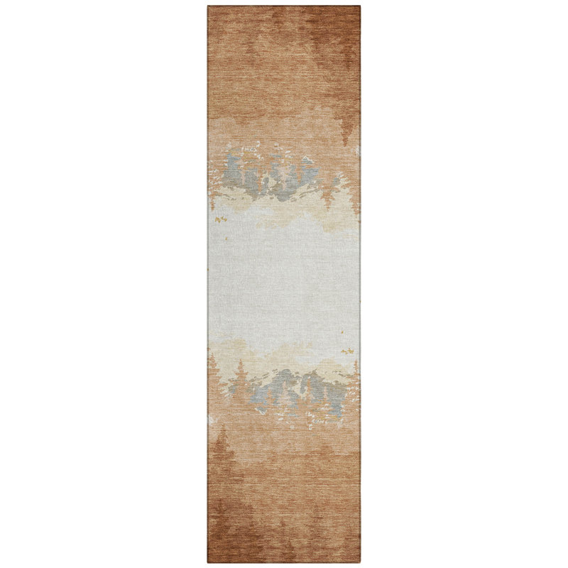 Machine Washable Indoor/Outdoor Chantille ACN2861 Lodge Rug, 2'3" x 7'6" Runner, Paprika
