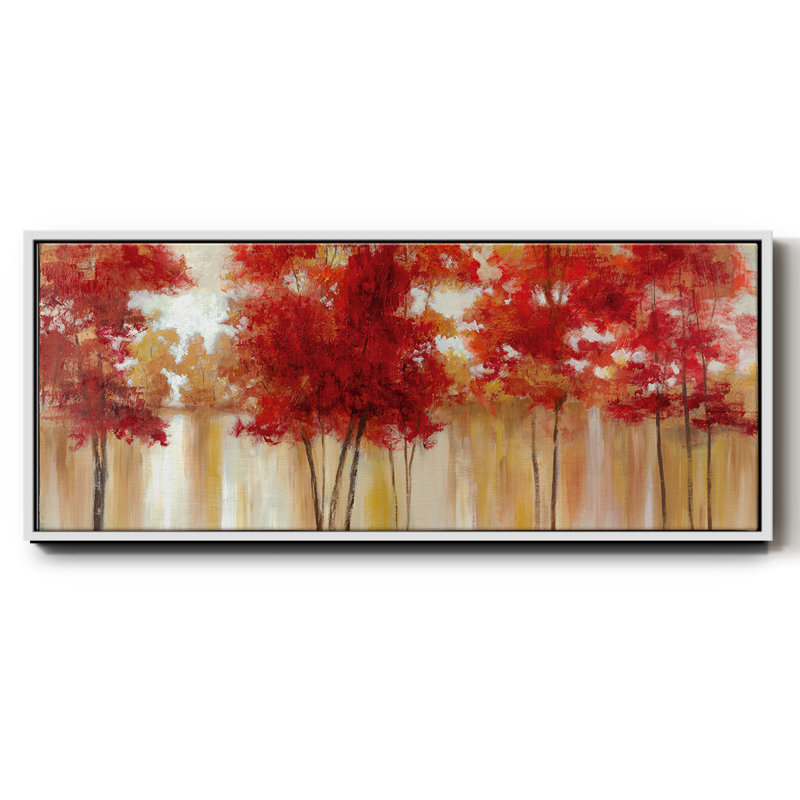 Red Trees- Framed Canvas, 20" H x 50" W