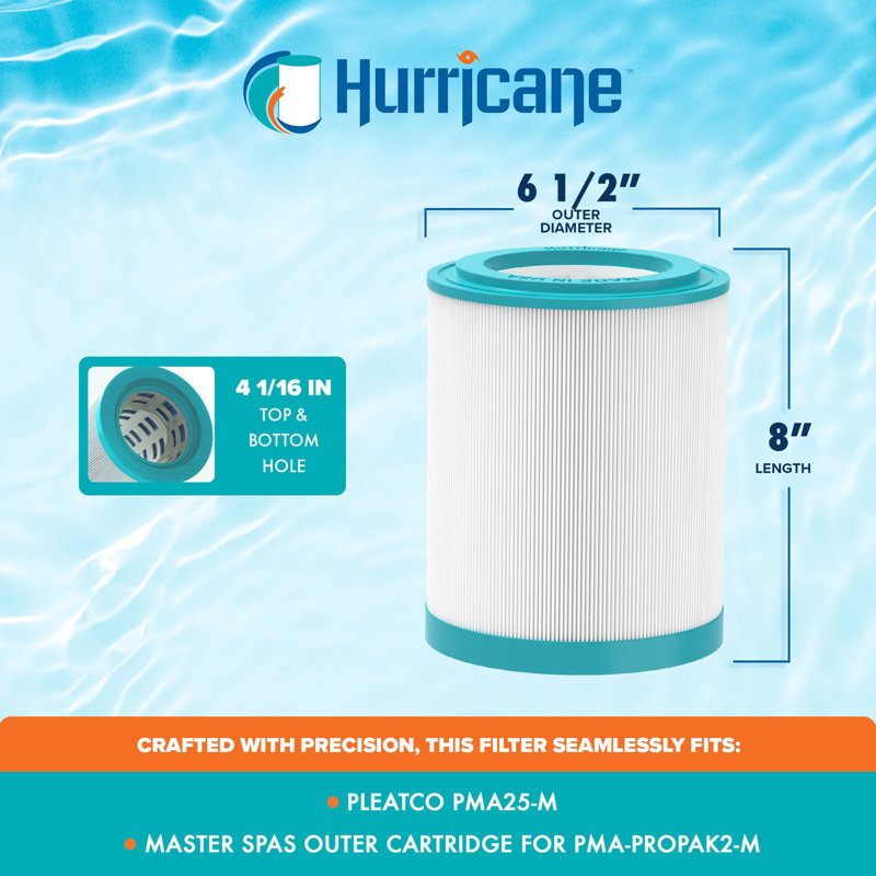 Remplacement de la cartouche filtrante pour piscine et spa Hurricane Durable 8 x 6,5 pouces, blanc