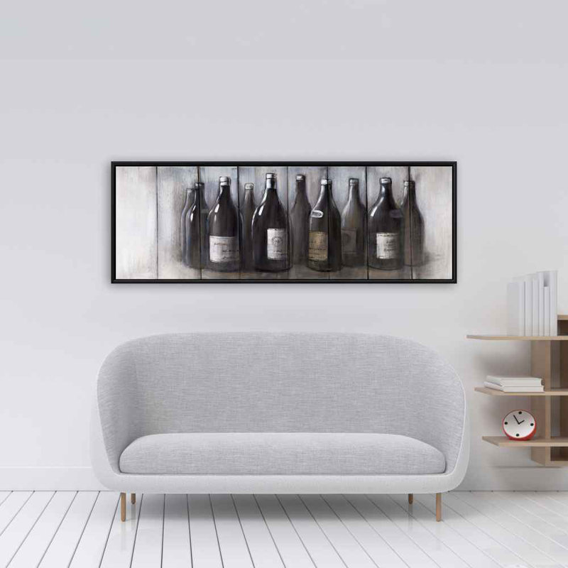 Modern Gastronomy Object | Vintage Bottles Framed Canvas Decor