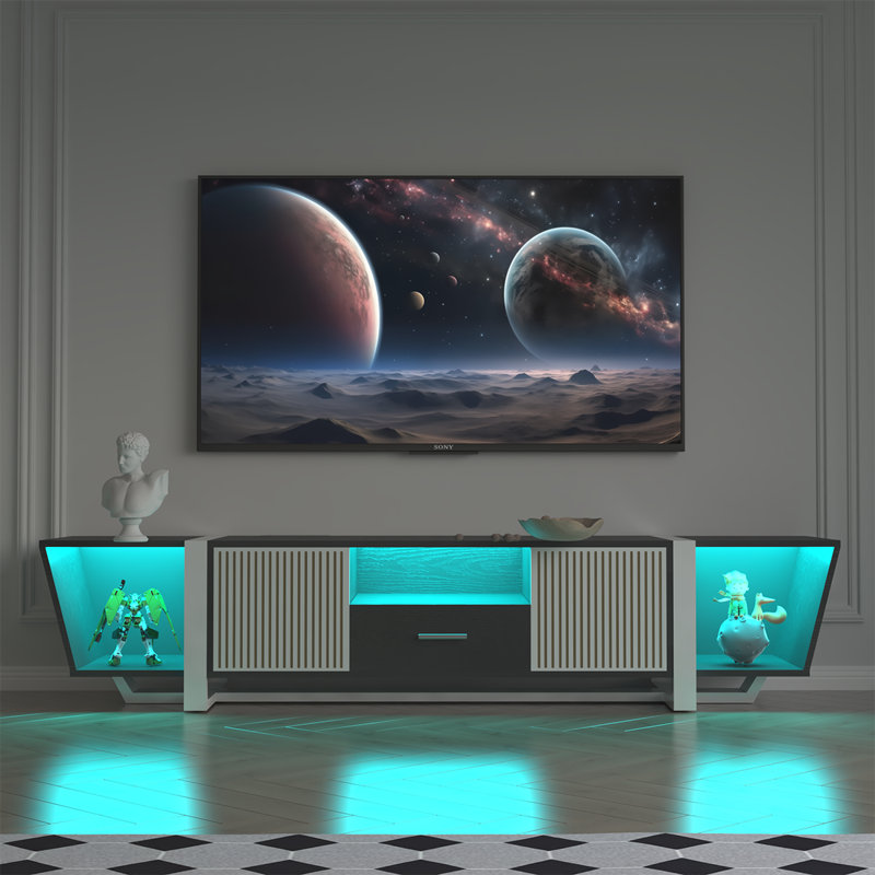 Console de télévision moderne avec rangement avancé et lumières DEL dynamiques