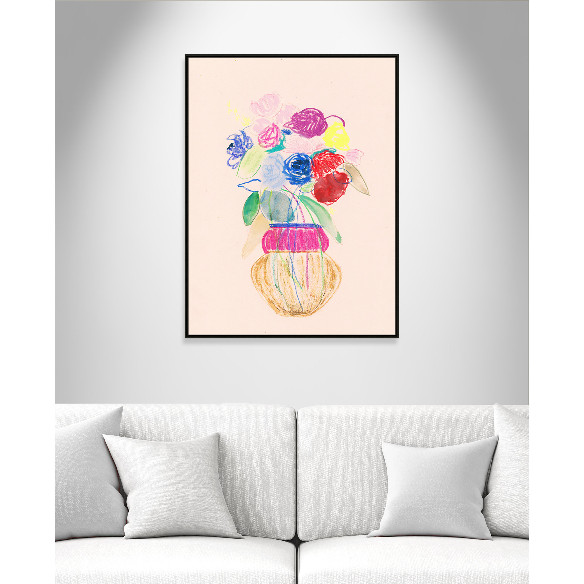 Simple Floral II Print by Bea Dina, 49.5" H x 37.5" W x 2" D, No Mat, Espresso Floater Framed Canvas