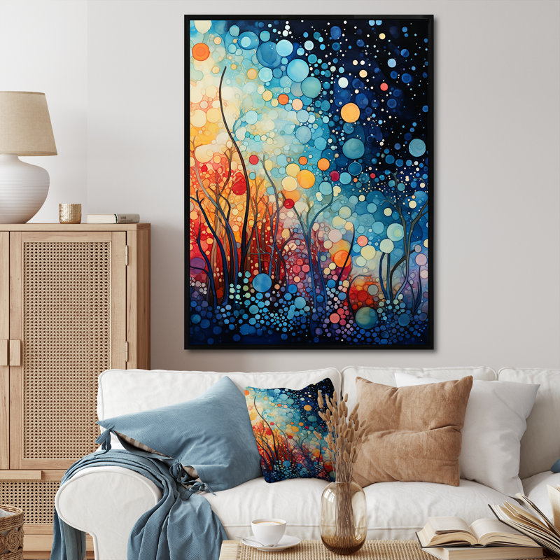 «Colorful Ink River Microscopic Fantasia 5 - Abstract Shapes», art mural, Cadre flottant noir, H 20 po x l 12 po