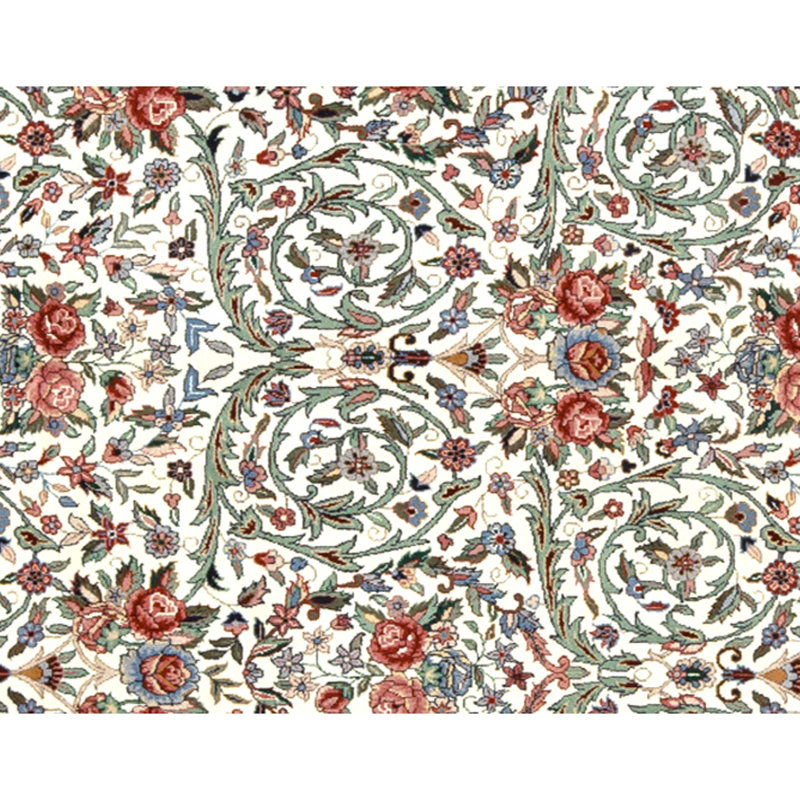 Hand Knotted Wool Oriental Area Rug in Ivory