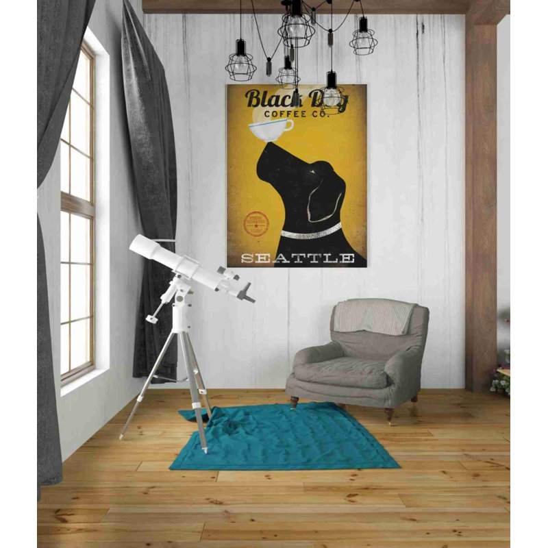 «Black Dog Coffee Co Seattle» par Ryan Fowler, art mural sur toile, H 34 po x l 26 po x P 1,25 po