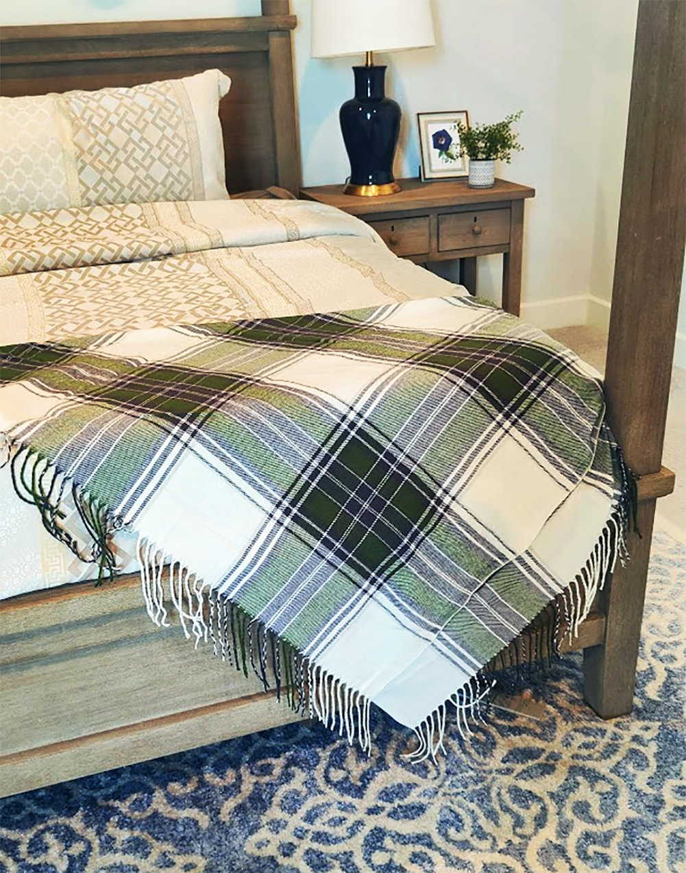 Sevan Collection Hand Woven Throw Blanket, Green