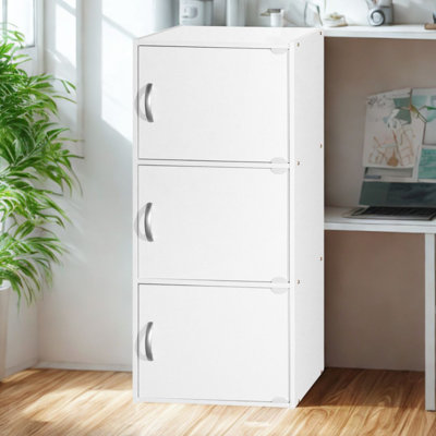 3-Doors, 3-Shelf Bookcase 35.6 in. Tall Enclosed Storage 3-Tier Bookshelf for Home or Office
