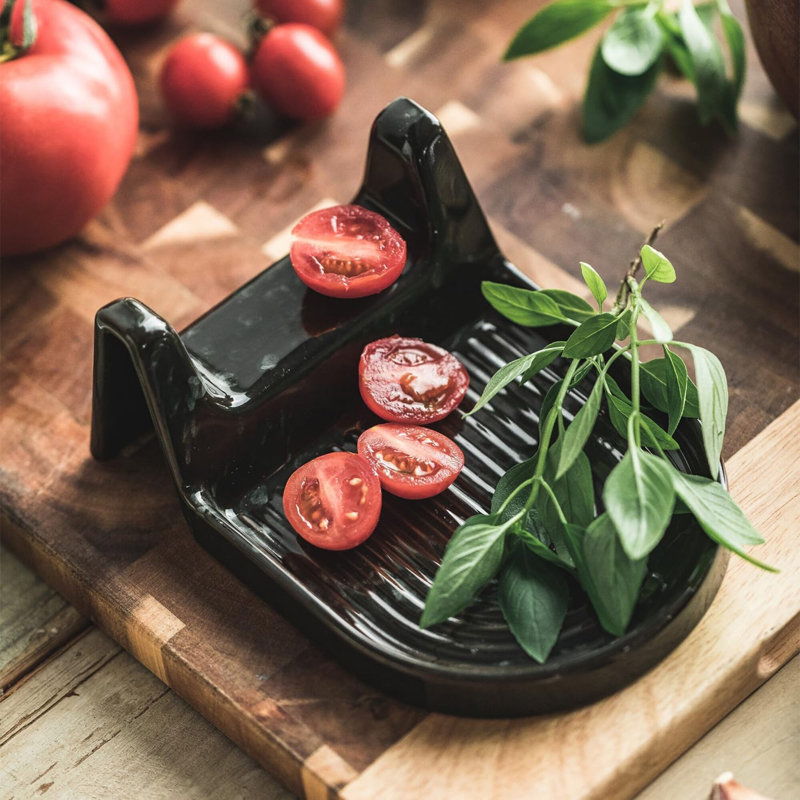 Repose-cuillère en céramique pour comptoir Repose-cuillère résistant à la chaleur avec fente Easy pour pinces et cuillères