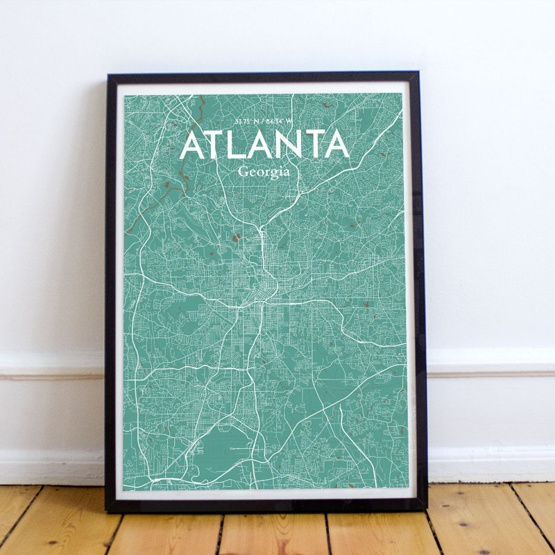 Atlanta City Map - No Frame Print, 43cm H x 28cm W x 0.13cm D