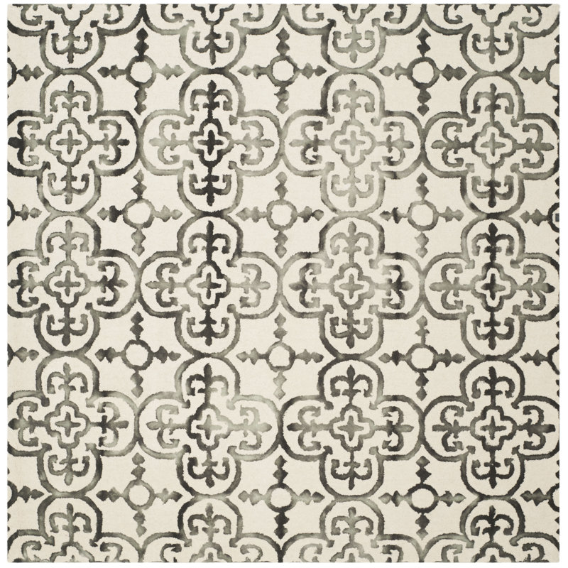 Pimentel Hand Tufted Wool Geometric Rug, Square 7'