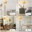 Lampe sur pied moderne avec 3 températures de couleur (3000K / 4000K / 6000K), abat-jour en lin beige, interrupteur à chaîne, ampoule DEL 9W incluse, noir et argent, pour chambre à coucher, bureau, salon