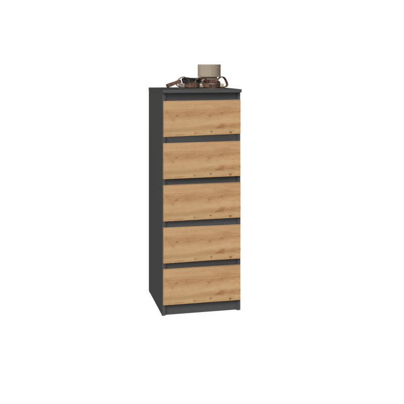 Goggans 40 cm W Chest of 5 Drawers, Anthracite/Artisan