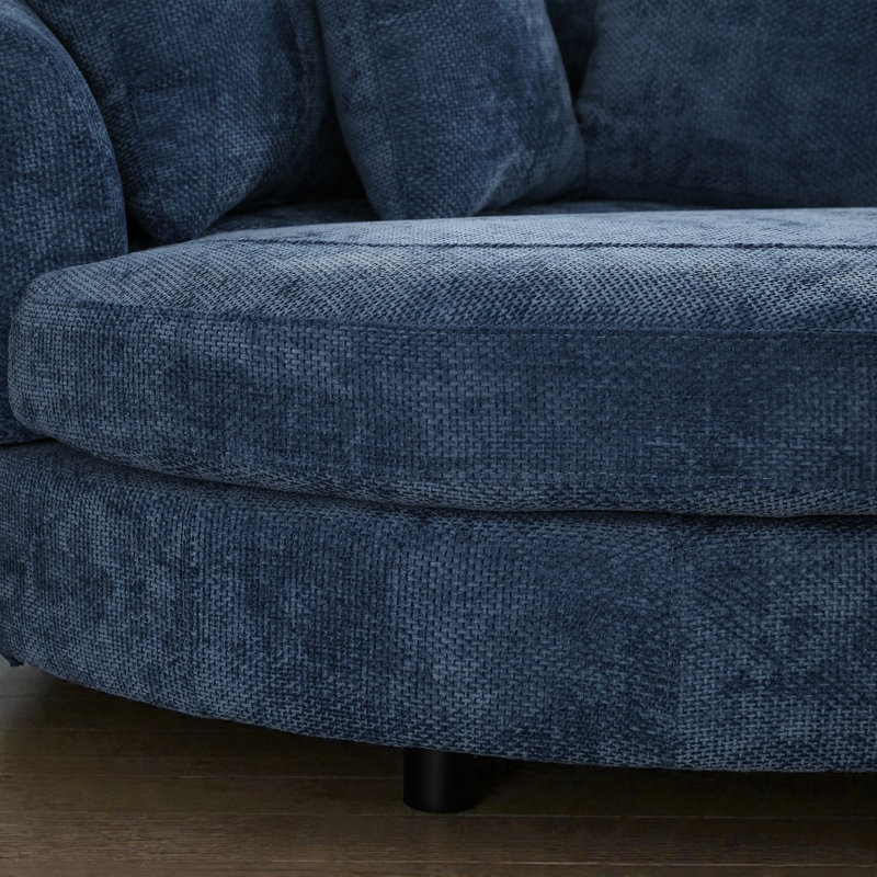 Fauteuil demi-tonneau surdimensionné 59,5 po avec roulettes, Bleu